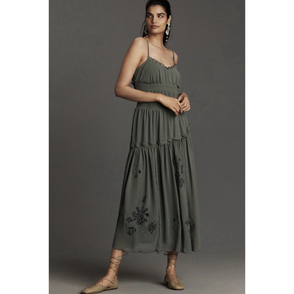 Anthropologie Midi Dress Moss Sleeveless Asymmetric Vacay Resort Size 1X NWT